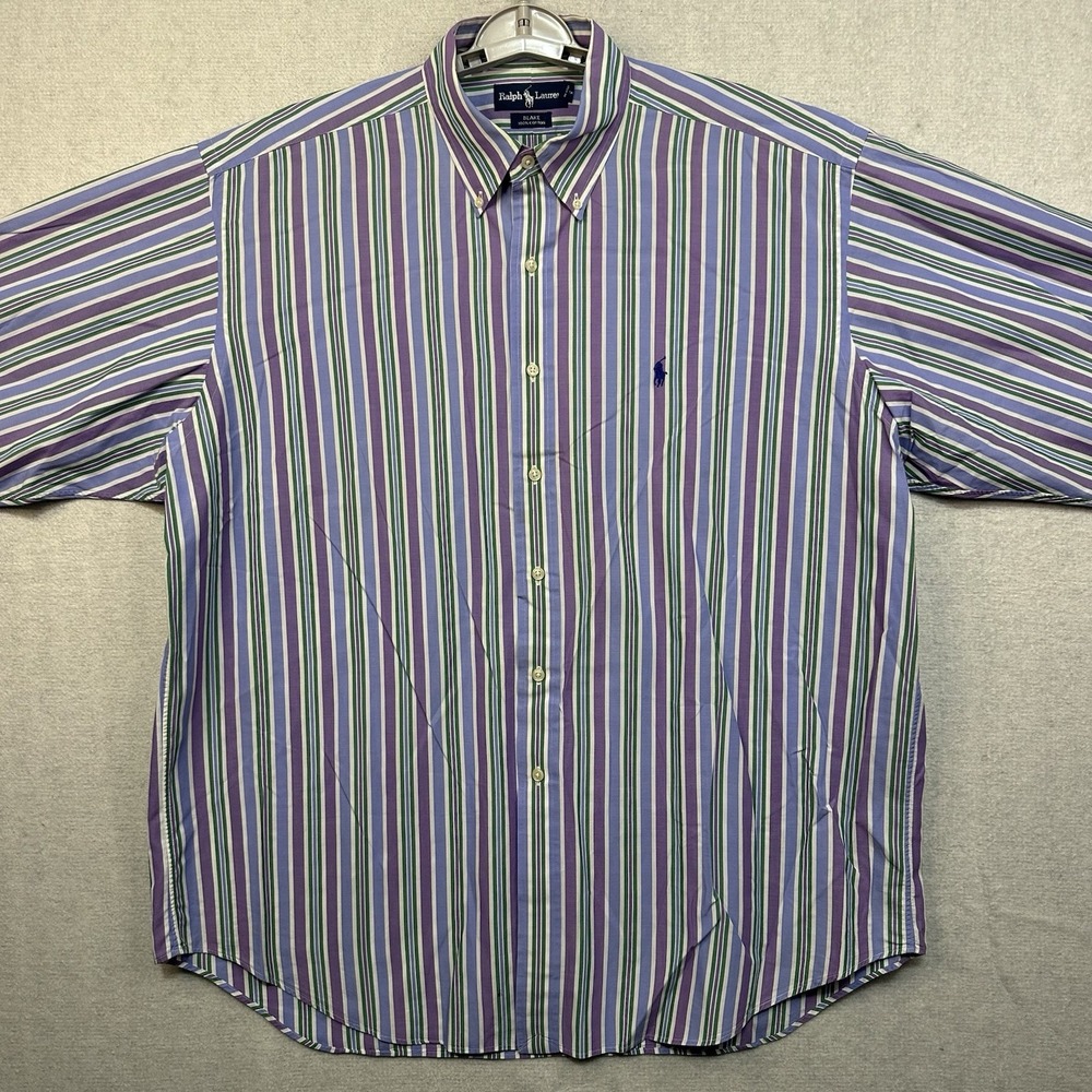 Ralph Lauren Blake Men's XL Striped Purple Long Sleeve Button Up Cotton Business